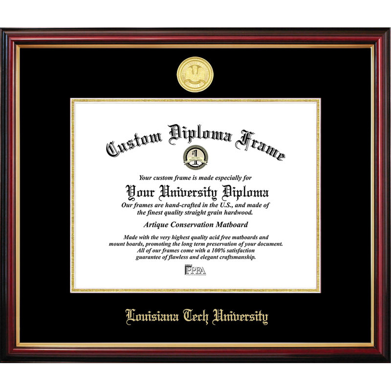 Cadre de petit diplôme Louisiana Tech University, L 11 po x H 8,5 po, NCAA Louisiana Tech