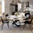 Maxwell Modern 5/7-Pieces Dining Room Sets (Round Dining Table + 4/6 Chairs) Pre-Assembly, Sintered Stone Tabletop Kitchen Dining Table Set with Dining Chairs-117432475-117432472