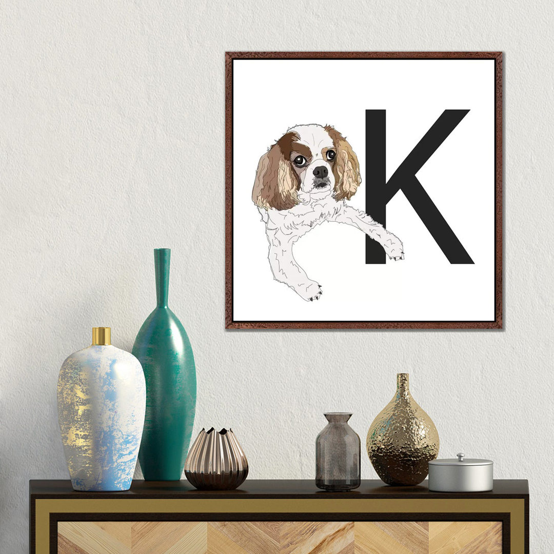 K Is For King Charles Cavalier von Sketch And Paws - Gallery-Wrapped Canvas Giclée on Canvas