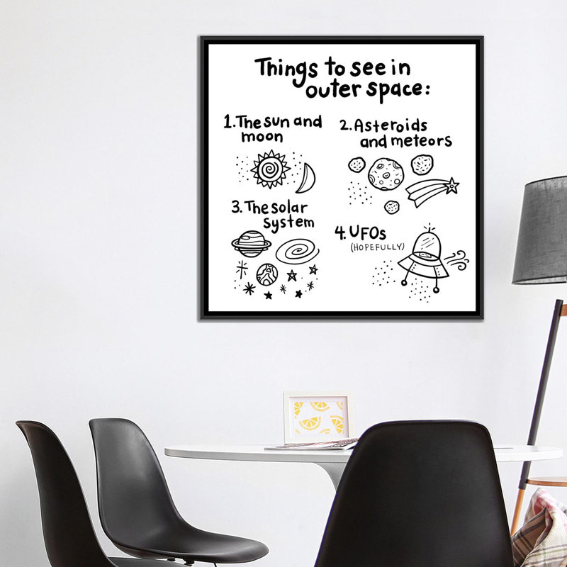 «Outerspace III», impression sur toile tendue, H 18 po x l 18 po x P 1,5 po, Toile avec cadre noir, Pas de tapis