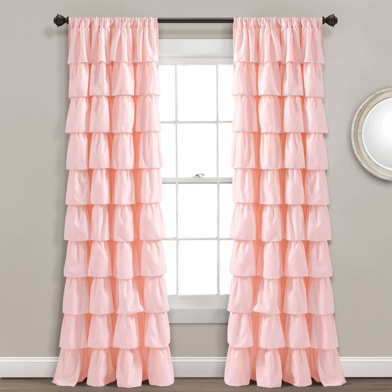 Panneaux de rideaux simples semi-transparents avec passe-tringle , l 50 po x L 84 po, Rougir