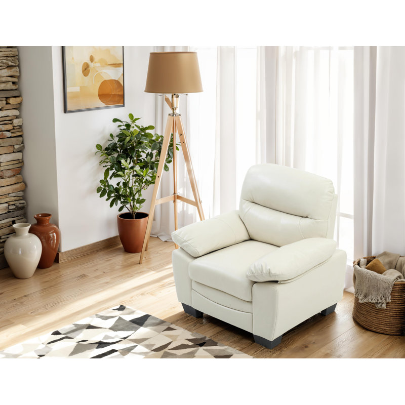 Pingry Faux Leather Chair, Pearl Faux Leather