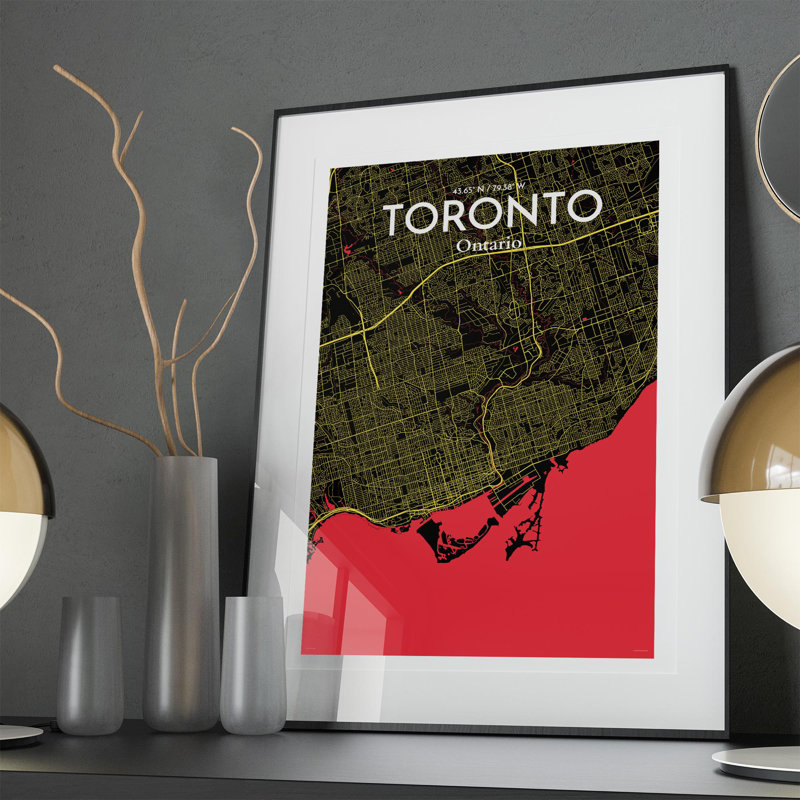 Toronto City Map In Contrast - No Frame Print, 36cm H x 24cm W x 0.05cm D