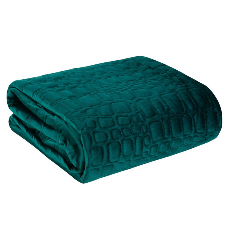Caslin Polyester Geometric Shapes Bedspread, W220 x L240cm, Dark Green