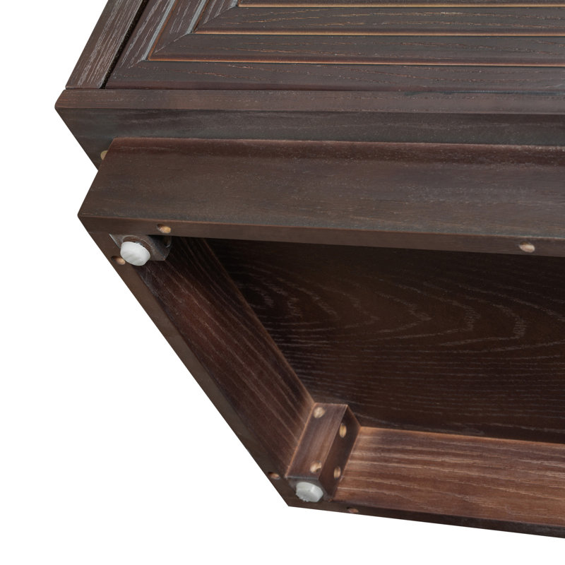 Espresso 60" Distressed Pine Wood Sideboard with Geometric Pattern