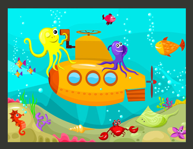 Submarine 2.31m x 300cm Wallpaper, 193cm L x 250cm W