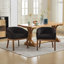 Chaise de salle à manger rembourrée de style Mid-Century avec accoudoirs, matériau principal en lin, structure en bois d'hévéa, accent de l 19 po pour le salon, ensemble simple, noir, conception épurée, - pièces en caoutchouc bruyantes, support en bois massif,