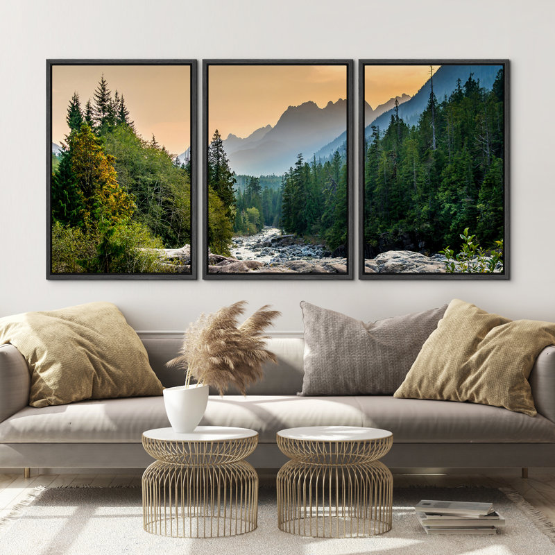 Nature Landscape Colorado Forest Mountain Nature Photograph Landscape Scenery Triptych - Framed Canvas 3 Piece Print