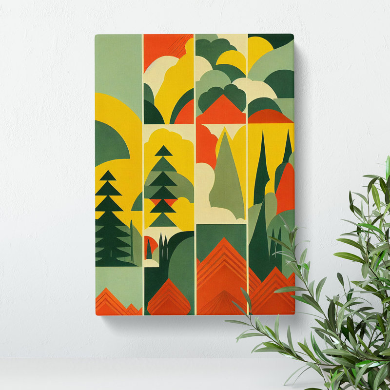 Retro Forest Art - Wrapped Canvas, 50cm H x 35cm W x 3cm D