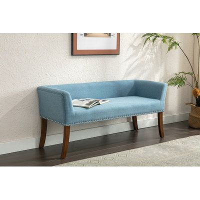Sabrina Fabric Upholstered Bench with Rubberwood Legs