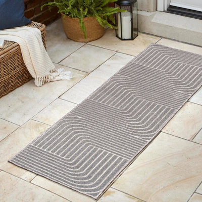 Odense High-Low Minimalist Angle Geometric Gray/Ivory Indoor/Outdoor Rug
