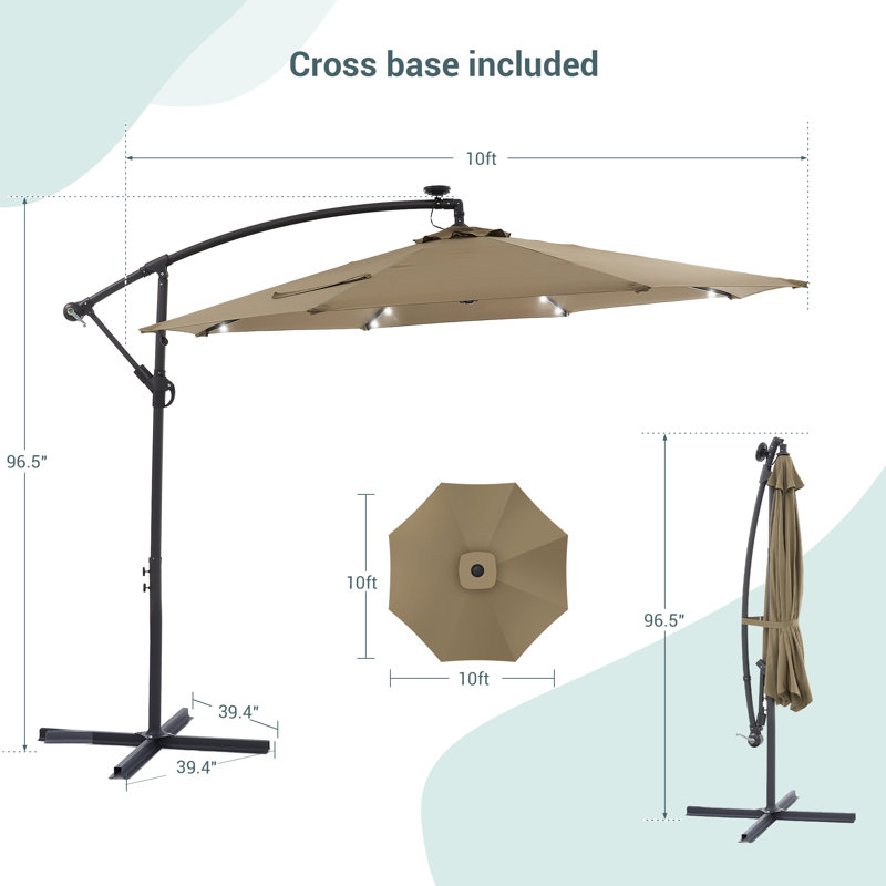 Parasol en porte-à-faux 10 pi Asyra, Brun clair