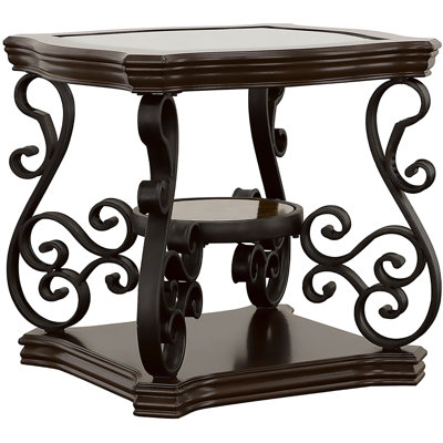 Table de bout à 2 tablettes en verre pour divers usages de mobilier, abat-jour brun rouge chaud, grand espace de présentation, table de support en métal, s'adapte à différents arrangements, ajoute de la sophistication à la pièce, cadre