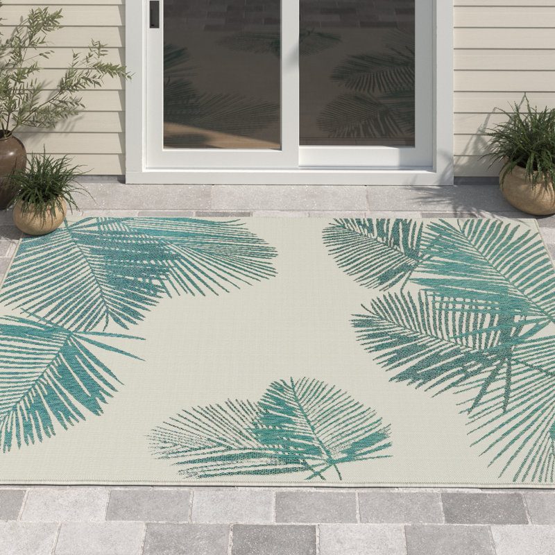 Tapis intérieur / extérieur turquoise Saldanha, Rectangle 3 pi 3 po x 4 pi 11 po