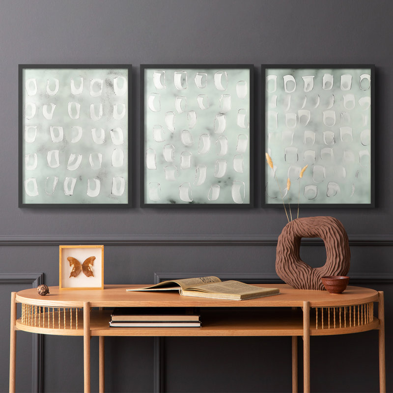 Série abstraite CCXIX - Ensemble de 3 estampes numériques encadrées - Prêt à être accroché, Noir, H 10 po x l 24 po