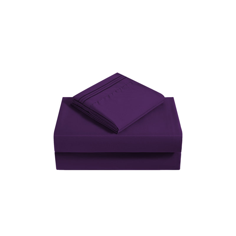 Ensemble de draps en rayonne , Violet, Ensemble de draps pour très grand lit + un drap-h