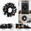 Couronne d'Halloween noire et effrayante, couronne gothique artificielle avec crâne, œil, main de squelette, citrouille et toile d'araignée, décoration de porte d'entrée, mur ou fenêtre pour une fête de maison hantée