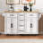 K&K 56.5'' Kitchen Island With Drop Leaf, Power Outlet, Embossed Vertical Stripe Rolling Kitchen Cart On Wheels With 4 Doors , 5 Deep Drawers And Adjustable Shelves, For Kitchen, Dining Room, White-957077250