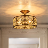 Classical 4 - Light Crystal Drum Semi Flush Mount