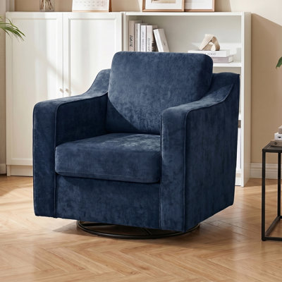 36.2" Wide Upholstered Swivel Accent Armchair With Sloped Arms