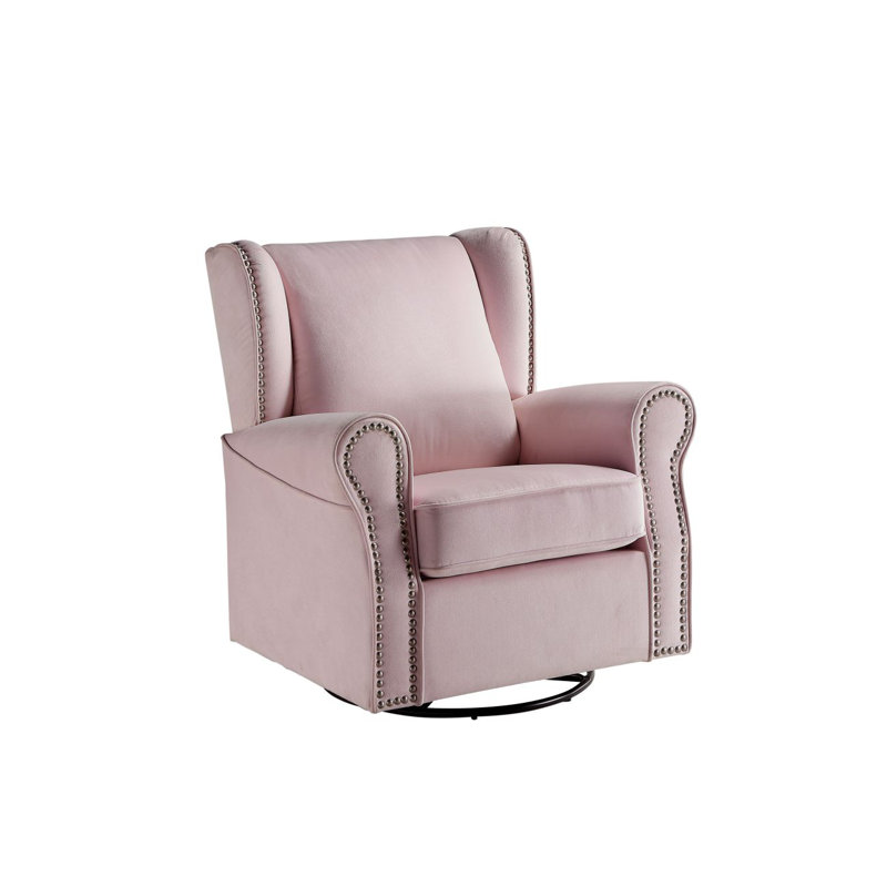 Fabric Glider Chair With Swivel, Yes, Pink
