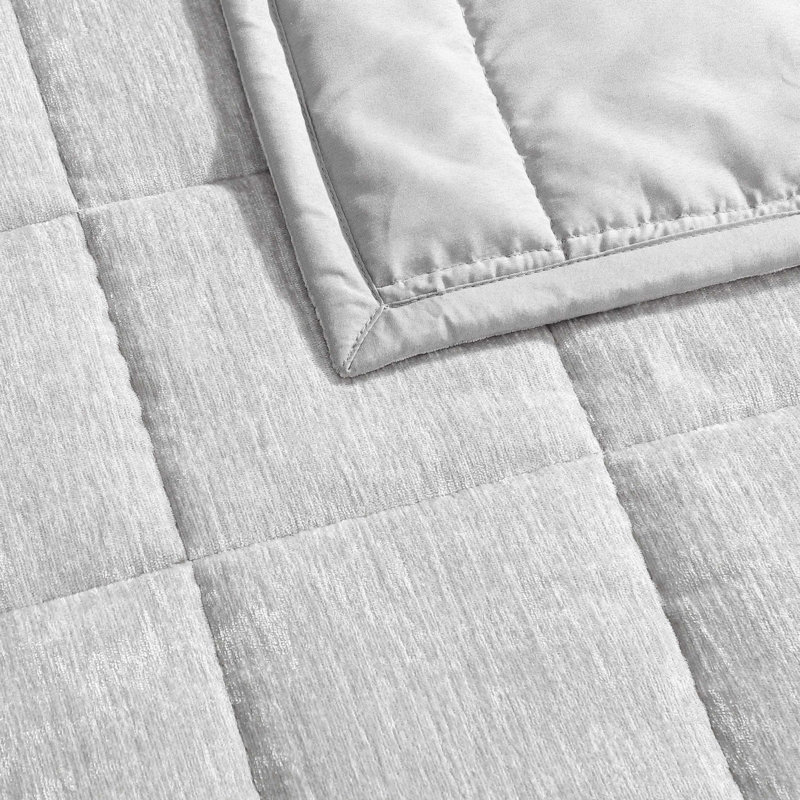Ensemble de courtepointe réversible Vera Wang, Courtepointe grand lit + 2 taies d'oreiller standa, Gris argenté