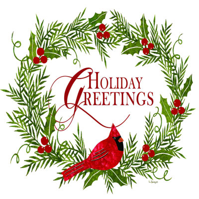 Couronne de cardinal «Holiday Greetings» I