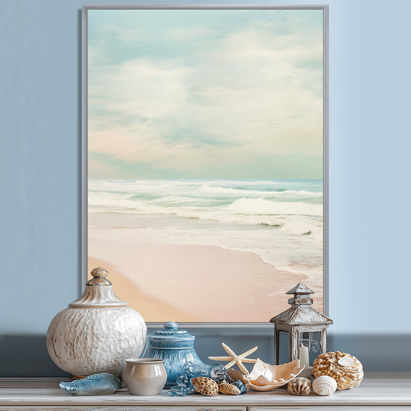 Minimalisme, plage, paysage, impression sur toile, H 32 po x l 24 po, Cadre naturel flottant