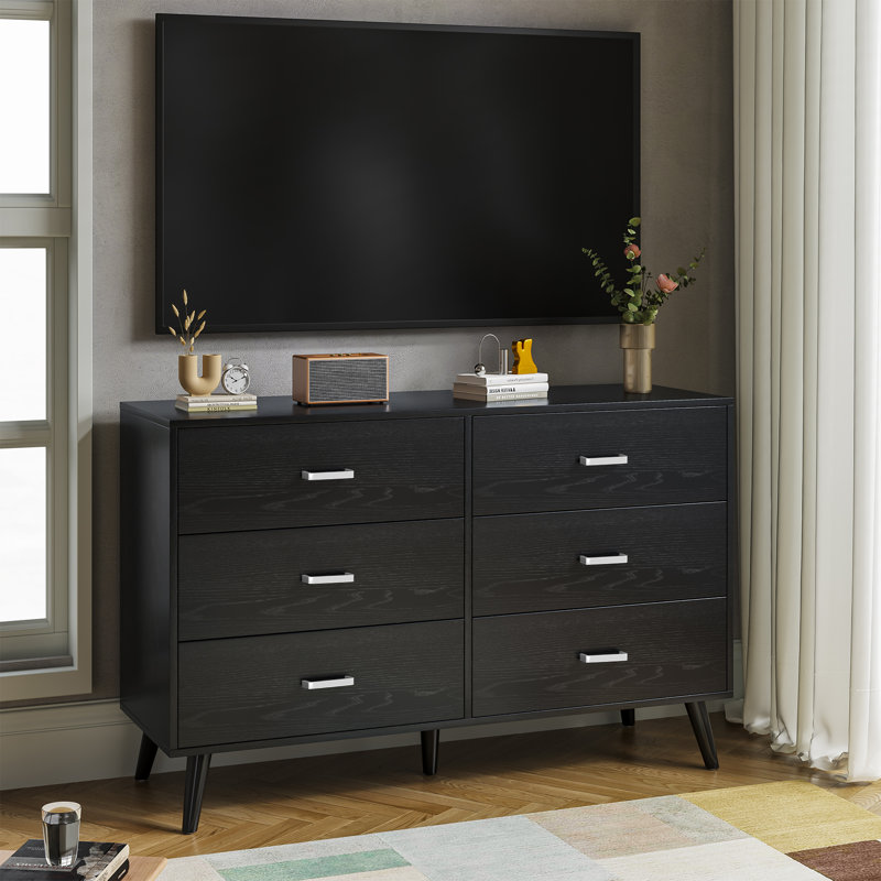 mid century modern black dresser Nathan James Iris 3 Drawer Dresser, Mid-Century Solid Wood for Bedroom, Oak thanks to the light assembly of the legs IdealHouse Black - 7-Drawer Dresser
