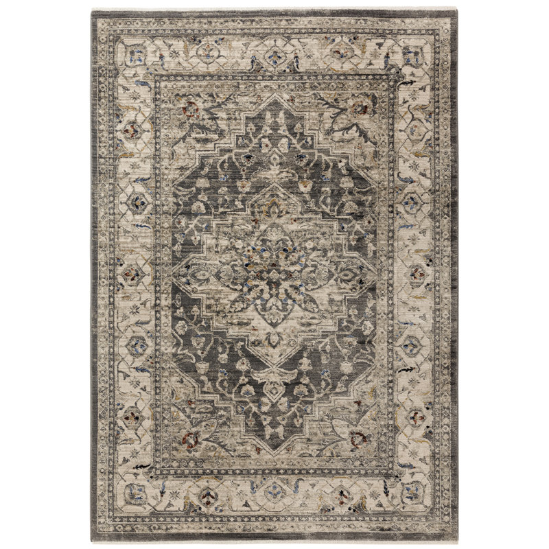 Belsan Persian Medallion Grey/Beige Area Rug, Rectangle 160 x 240cm
