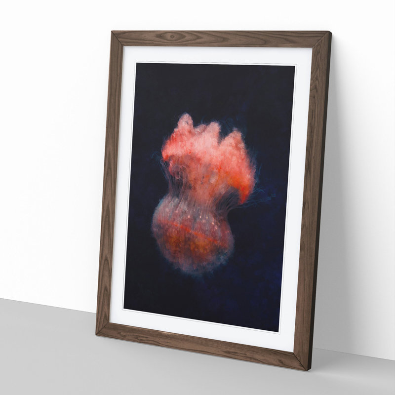 Jellyfish Vol.5 - Picture Frame Painting, 65cm H x 48cm W x 2cm D, Walnut