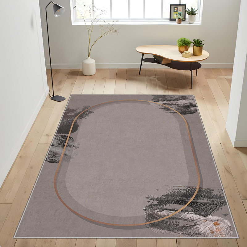 High-Quality Woven Carpet, 5.2 x 7.5 Feet, 100% Polyester, 740 g/m² | Non-Slip Felt Dot Underside, 0.16 in Pile Height | Machine Washable (30°C), Easy to Clean | Stylish Digital Print, Perfect for Living Room & Bedroom