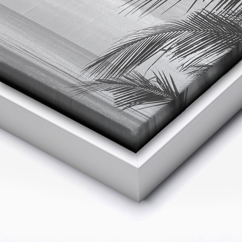 Vue entre les feuilles de palmier, Canvas, 18"H x 24"W, White Framed