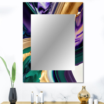 «Mauve», «Green» et «Bold Strokes I» - miroir mural décoratif abstrait, miroir mauve, impression sur métal