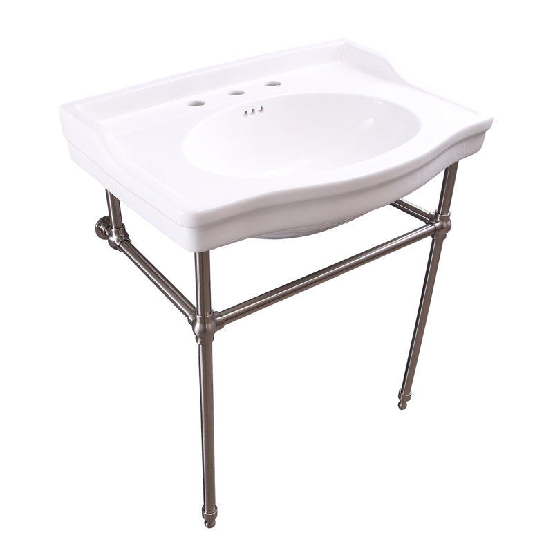 Lavabo de salle de bain console avec trop-plein en porcelaine vitreuse 30" ensal