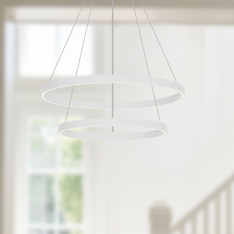 Cerchio 2 - Light LED Chandelier, 1.5" H x 23.63" W x 23.63" D, White