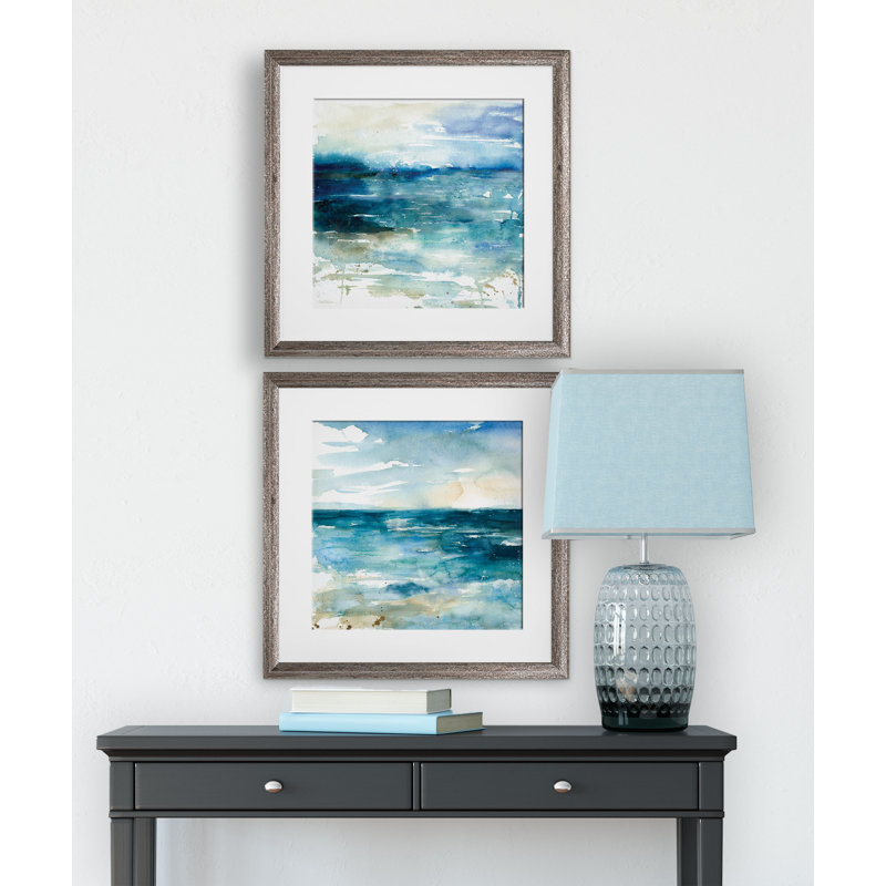 «Ocean Break» - ensemble de 2 reproductions, Cadre brun