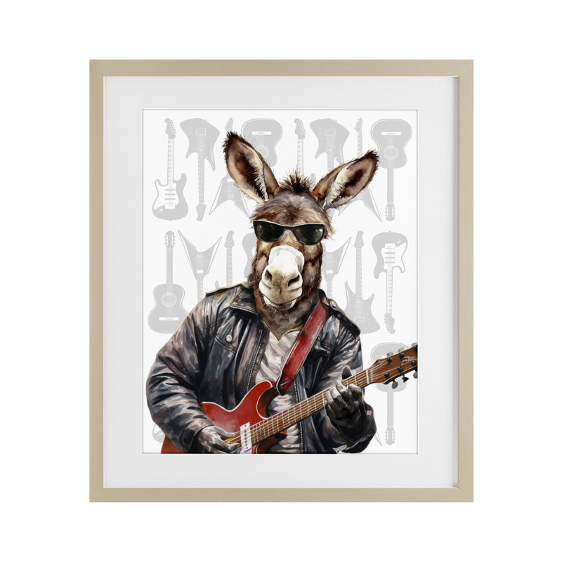 Performing Musician Donkey, impression encadrée sous verre, conception par CAD Designs, Récolte de pin sous cadre en verre