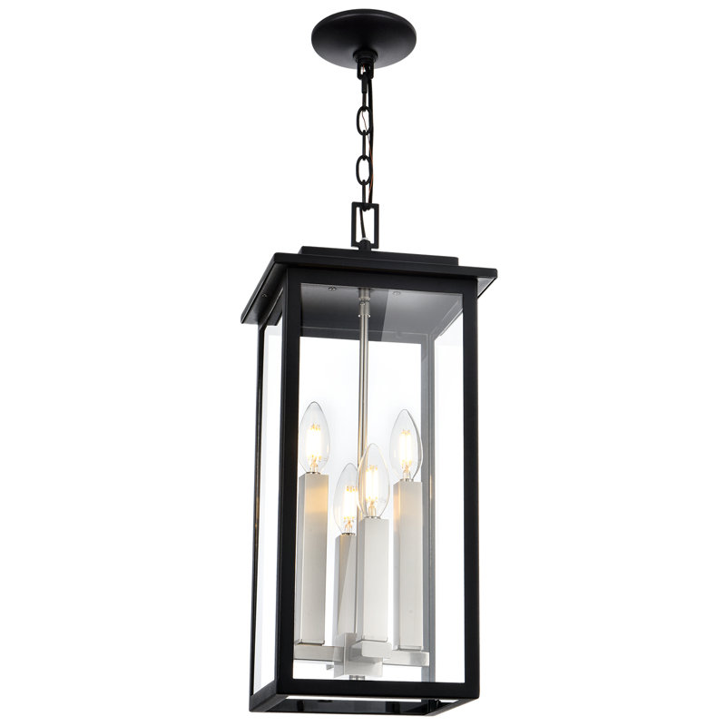Selami 4 - Light Iron Dimmable Square / Rectangle Chandelier, Matte Black/Brushed Nickel