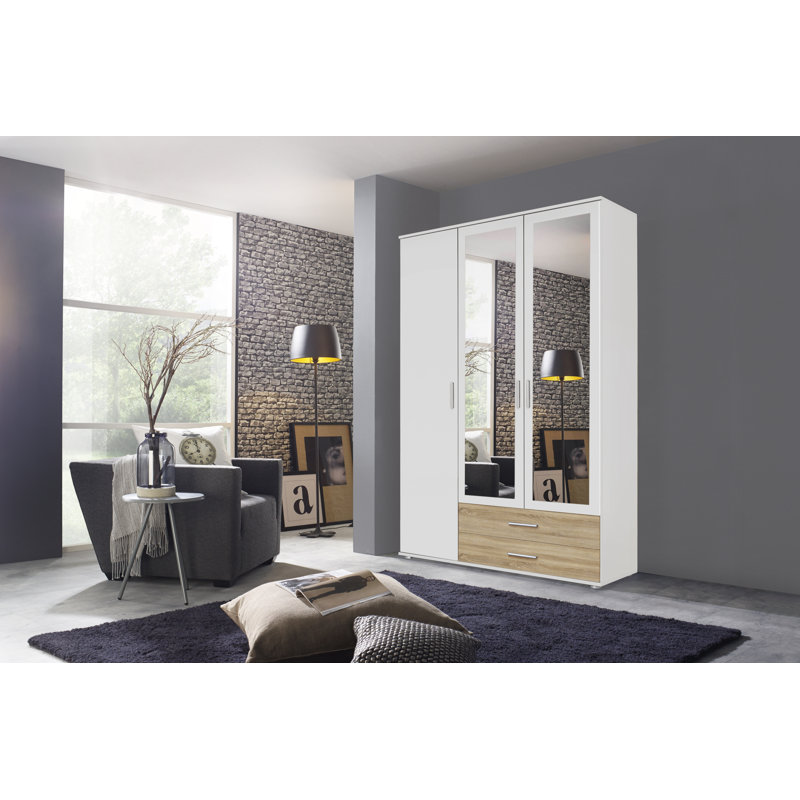 Rasant 3 Door Wardrobe, Alpine White/Sonoma Oak, Basic: 3 shelves, 1 clothes rail, 2 drawers