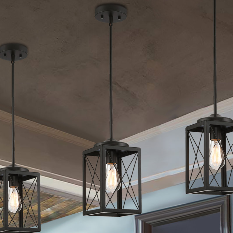 Gracela 1 - Light Lantern Rectangle Pendant, Black, 62.25" H x 6.5" W x 6.5" D