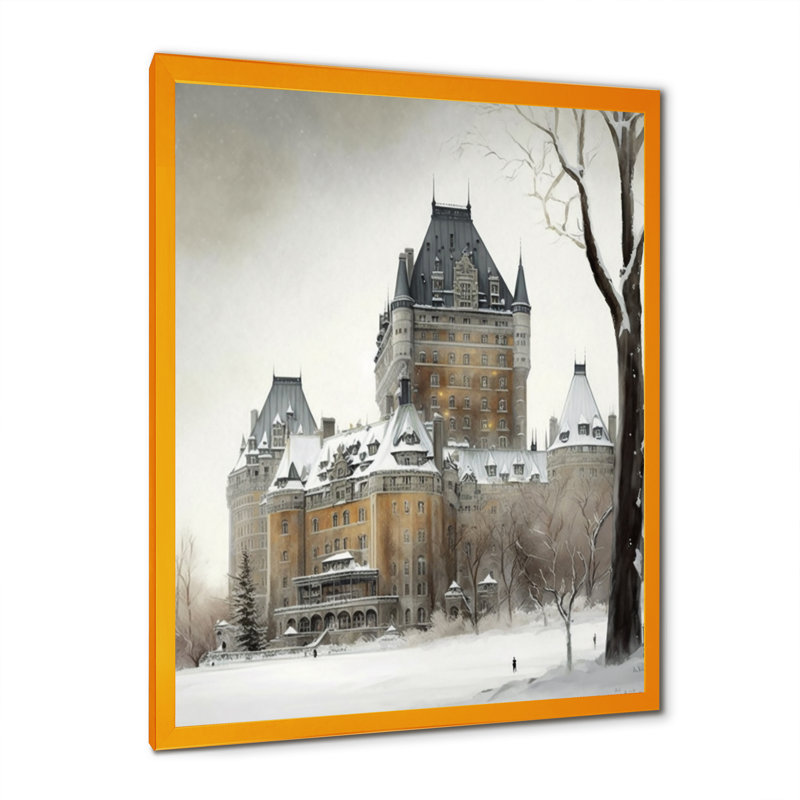 «Winter Season Chateau Frontenac I», reproduction sur toile, L 24 po x H 32 po, Impression dorée sur toile encadrée
