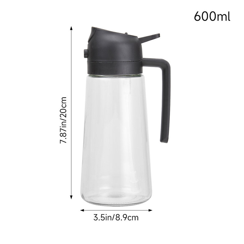 Single Oil / Vinegar Cruet, 20cm H x 8.9cm W x 8.9cm D, Black