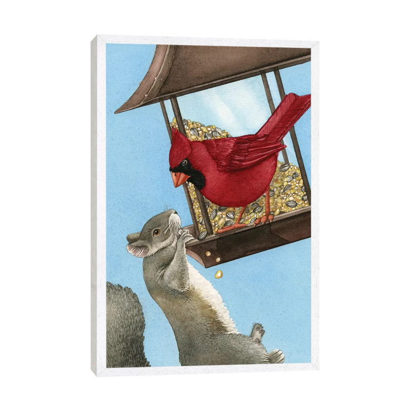 Squirrel Dilemma by Tracy Lizotte - Painting on Canvas, 101.6 cm H x 66.04 cm W, White Framed