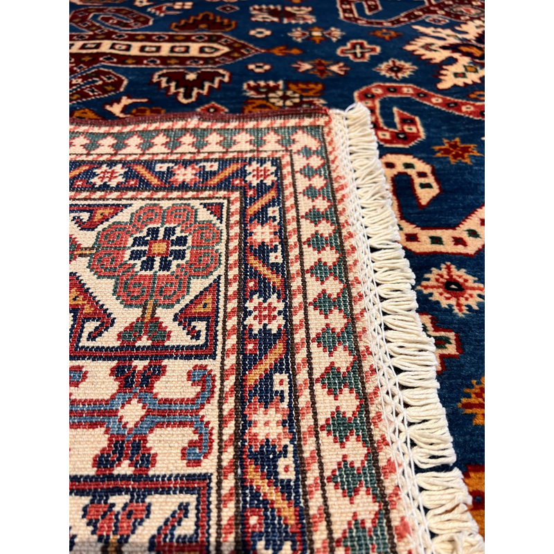 One-of-a-Kind Alecxander Hand-Knotted New Age Wool Area Rug in Blue/Yellow/Red