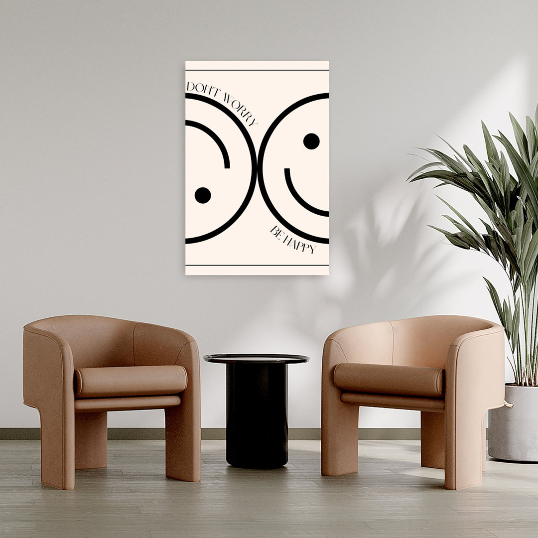 Don't Worry Be Happy Abstract Contemporary Geometric Wall Art Print