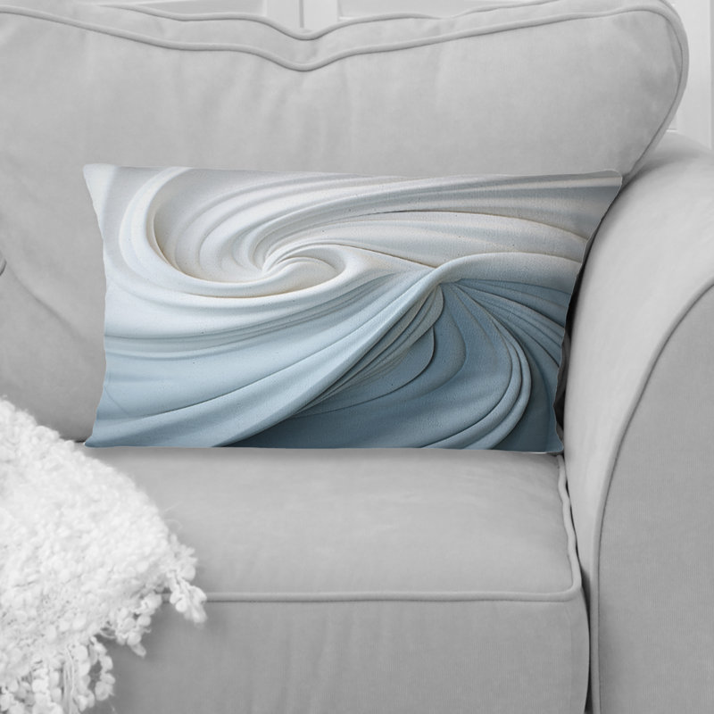 Coussin décoratif blanc et bleu Zen Zephyr Spiral II - Abstract Spirals