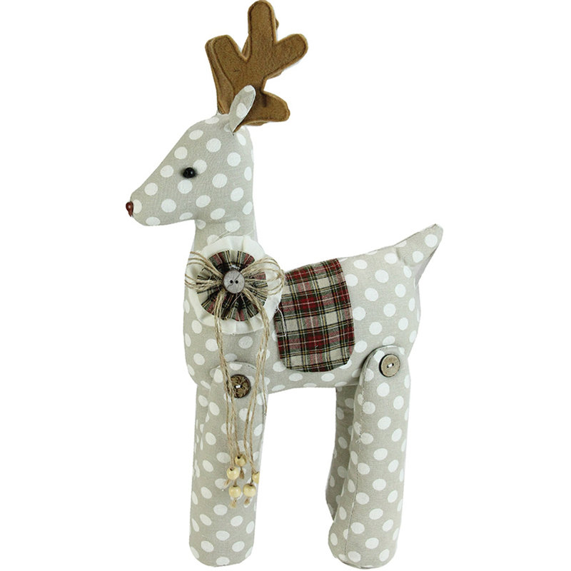 Décoration de table de Noël renne à pois blanc et brun 20 po
