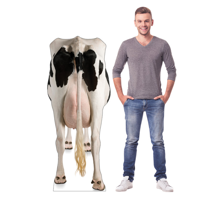Life-Size Black and White Cow Rear Cardboard Standup