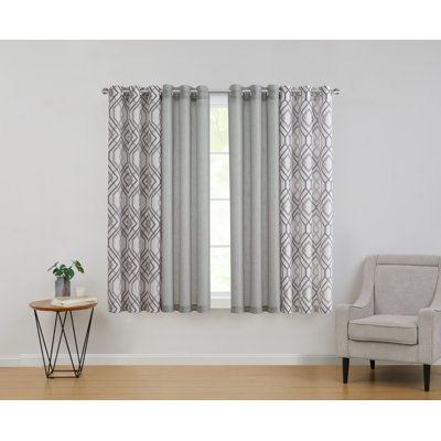  Jackston 4-Piece Solid and Printed Curtain Panel Set